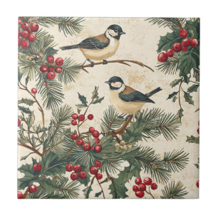 Azulejo Canción patrimonial Holly Navidad Crema Bosque