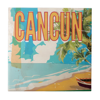 Azulejo Cancun México Beach Vintage poster de viajes