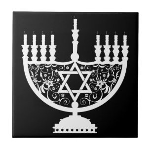 Azulejo Candelabro de Hanukkah elegante con Estrella de Da