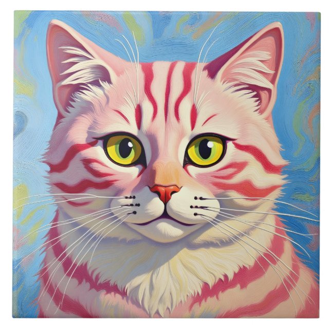 Azulejo “Candice” A Cherry Striped Mystique – Cat Portrait (Frente)