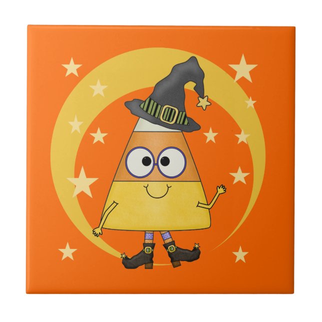 Azulejo Candy Corn Witch Halloween (Frente)