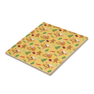 Azulejo Candy de menta, hombre de pan de jengibre y pastel