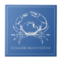 Cangrejo blanco costero con azul clásico personali