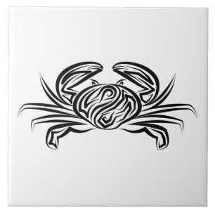 Azulejo Cangrejo tribal blanco y negro