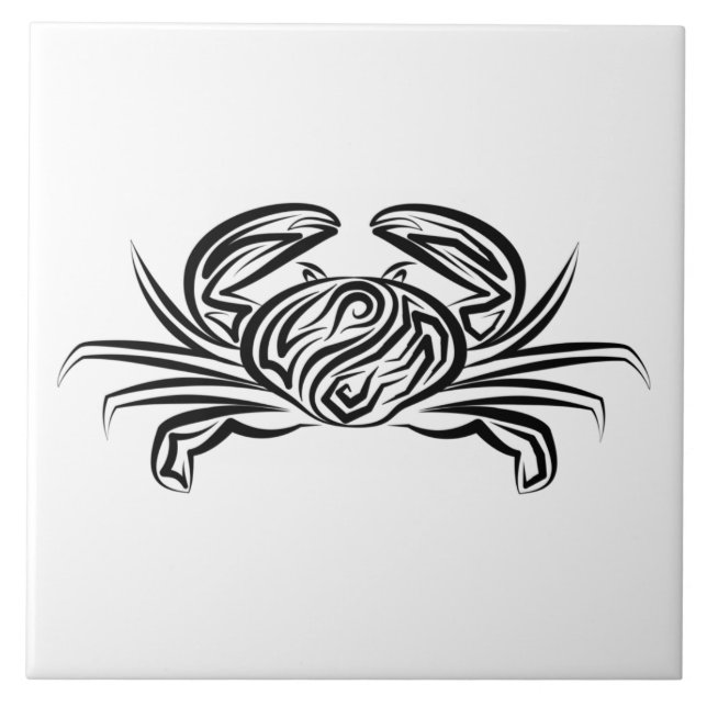 Azulejo Cangrejo tribal blanco y negro (Frente)