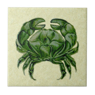 Azulejo Cangrejo verde pintado por mano de Repro Wm De Mor