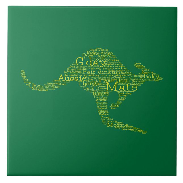 Azulejo Canguro hecho de jerga australiana (Frente)