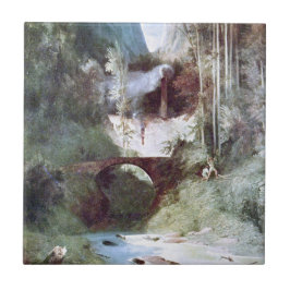 Azulejo Cañón forestal (por Carl Blechen)