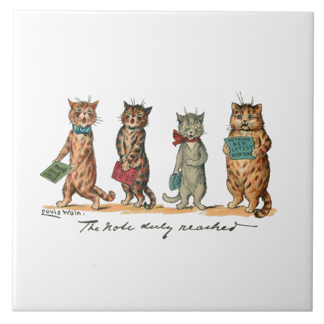 Azulejo Cantando gatos por Louis Wain (Frente)