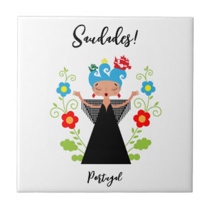 Azulejo Cantante de fado con barcos de caravanas portugues