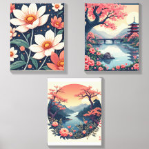 conjunto de 3 impresiones de arte para pared azul 