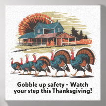 Gobble Up Safety - Acción de Gracias Retro