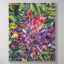 Hojas de Croton pintura floral colorida y vibrante