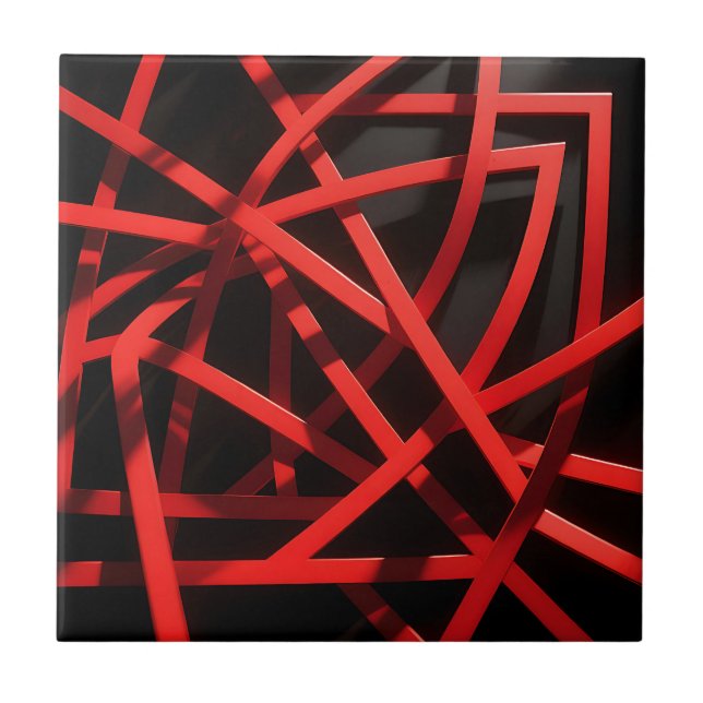 Azulejo Caos Abstracto Geométrico Rojo (Frente)