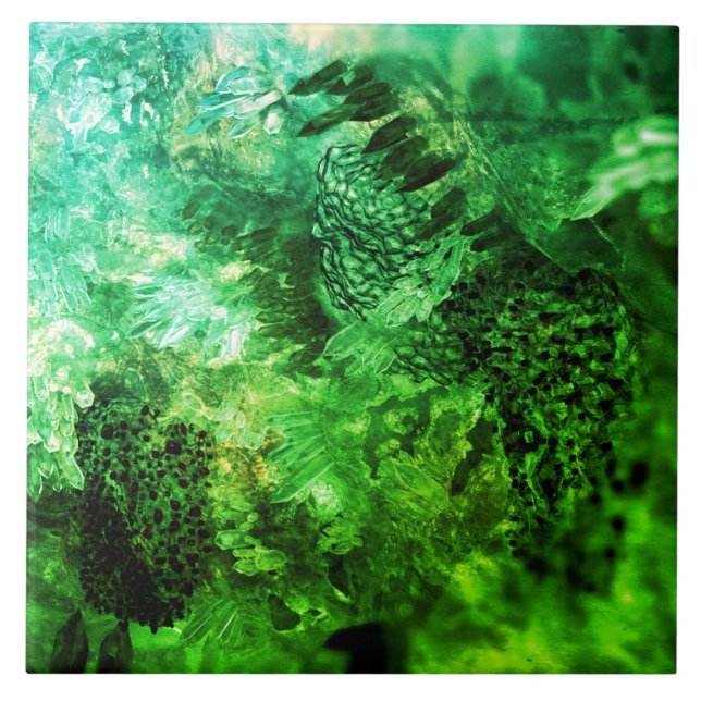 Azulejo Capas de cristales verdes (Frente)
