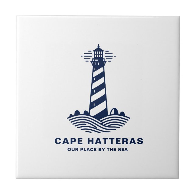 Azulejo Cape Hatteras Lighthouse – Nautical Blue & White (Frente)