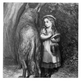 Azulejo Caperucita roja se encuentra con el gran lobo malo