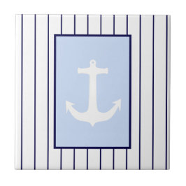 Azulejo Capitán de Anclaje Blanco Bandas Azules Océano mar