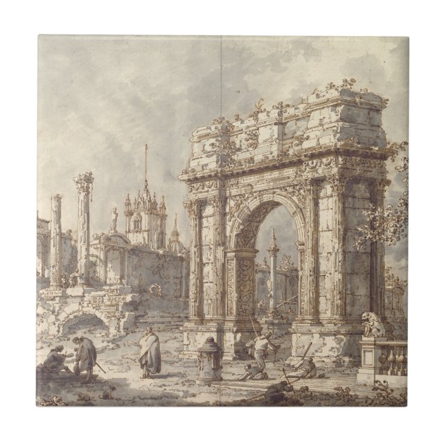 Azulejo Capricho con un Arco de Triunfo Romano (Frente)