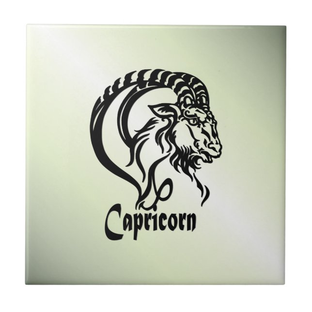 Azulejo Capricornio del mar Cabra Zodiac Verde (Frente)