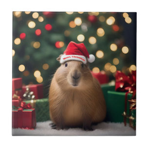 Azulejo "Capybara Claus: Un lugar festivo para las maravil