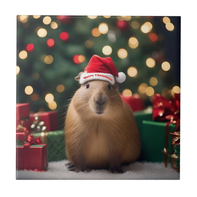 Azulejo "Capybara Claus: Un lugar festivo para las maravil (Frente)