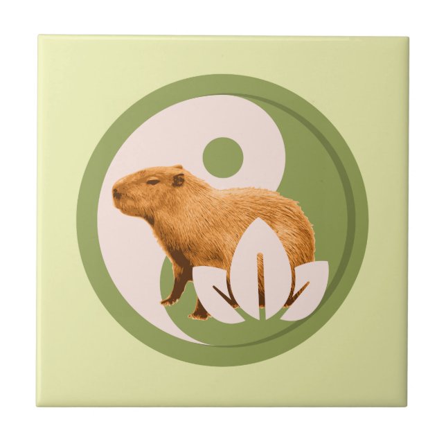 Azulejo Capybara Zen Yin Yang Naturaleza Pacífica (Frente)
