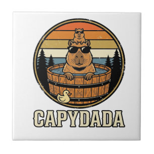 Azulejo Capydada Capybara Papá Diseño Vectorial Retro Bañe