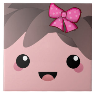 Azulejo Cara alegre kawaii muñeca personalizado japonesa r