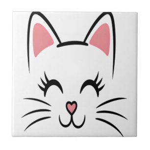 Azulejo Cara de Gato Bigotes Estampado Amor Halloween