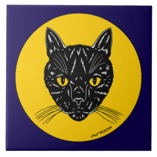 Azulejo Cara de gato negro
