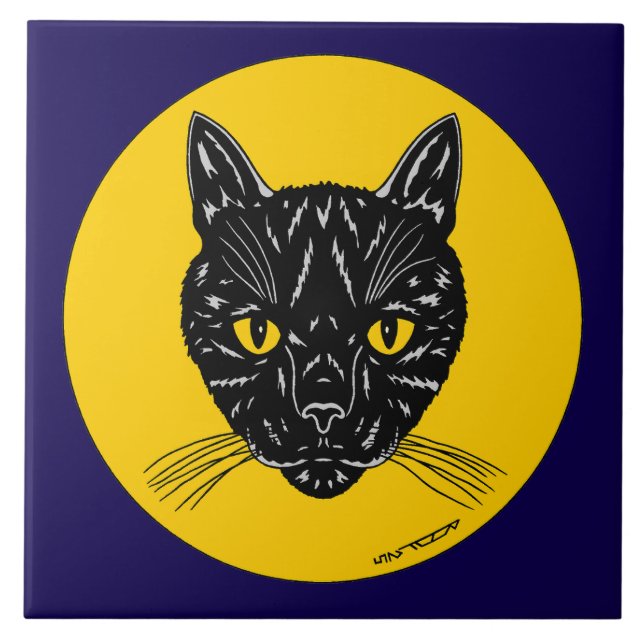 Azulejo Cara de gato negro (Frente)