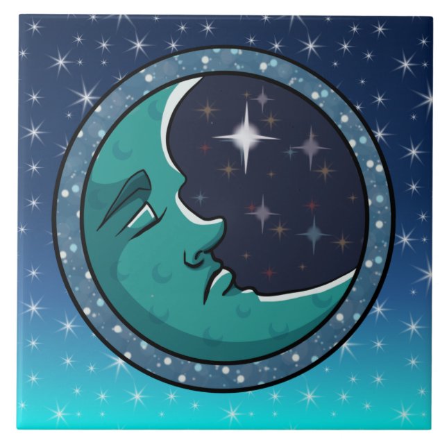 Azulejo Cara de hombre en la luna (Frente)