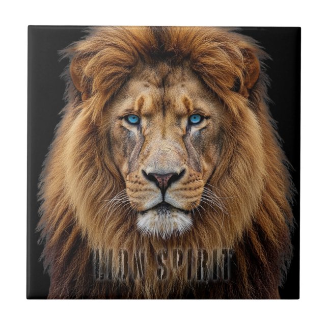 Azulejo Cara de León Majestuoso con Ojos Azules | Anima Fa (Frente)