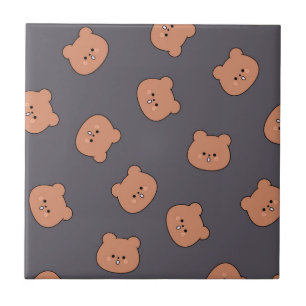 Azulejo Cara de Osito de Peluche Marrón Adorable Patrón Az