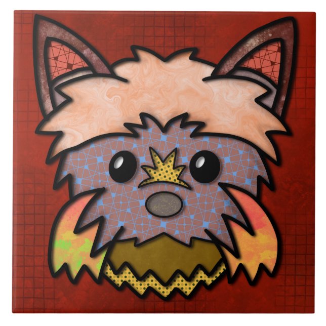 Azulejo Cara de perro de patrón abstracto loco Tile cerámi (Frente)