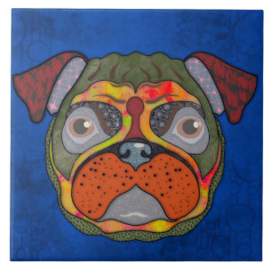Azulejo Cara de perro de Pug Loco Tile cerámico