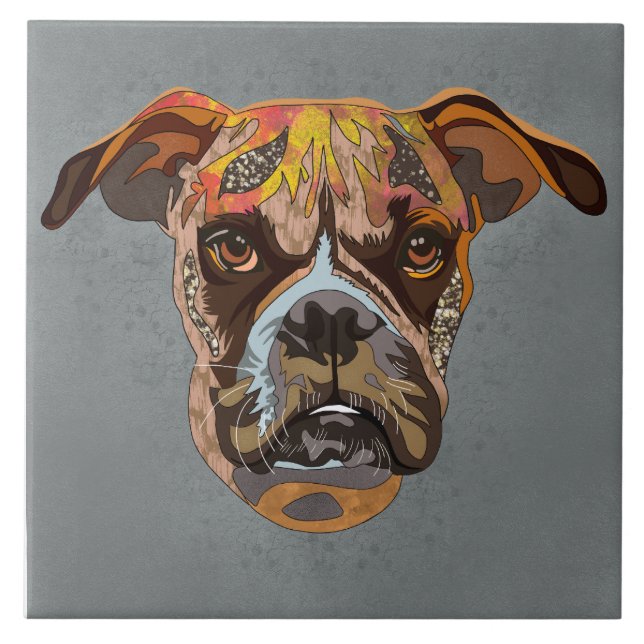 Azulejo Cara de perro feo Boxer Tile cerámico (Frente)
