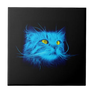 Azulejo Cara del gato azul