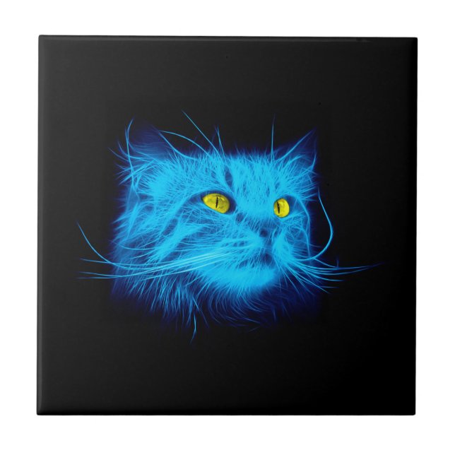 Azulejo Cara del gato azul (Frente)