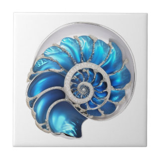 Azulejo Caracol Nautilus océano azul 3D playa náutico