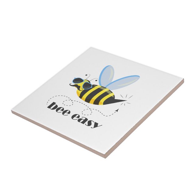 Azulejo Carácter de abeja con gafas de sol bigote Bee Fáci (Lado)