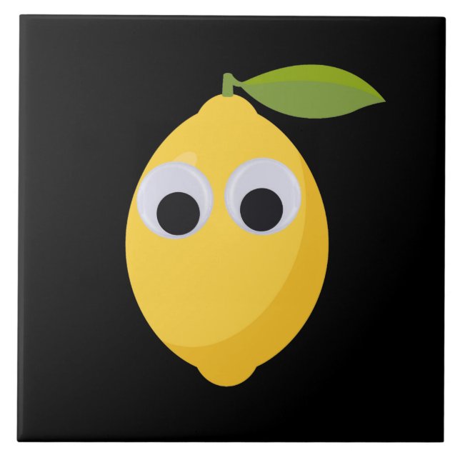 Azulejo Carácter limón, fruta dulce con ojos googleos (Frente)