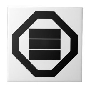Azulejo Caracteres kanji para tres en la bandeja