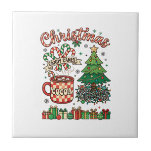Azulejo Caramelos de Navidad Cacao Caos Árbol Taza Regalo