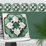 Azulejo Cárcel verde y blanco silenciado de la hoja de cua<br><div class="desc">Cárcel verde y blanco silenciado de la hoja de cuatros marroquí</div>