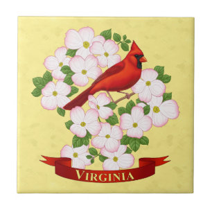 Azulejo Cardenal estatal de Virginia Bird and Dogwood Flow