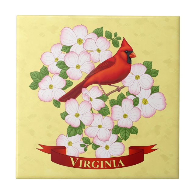 Azulejo Cardenal estatal de Virginia Bird and Dogwood Flow (Frente)