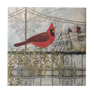Azulejo Cardenal rojo Bird City Ceramic Tile