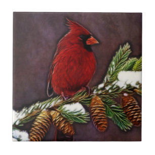 Azulejo Cardenal y Pinecones
